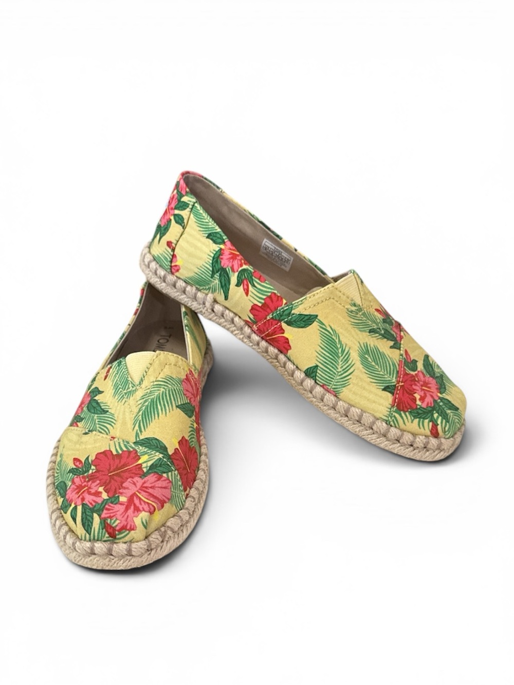 Toms Alpargata Yellow Hibiscus Floral Rope Espadrille Slip-On Shoes New Size 6